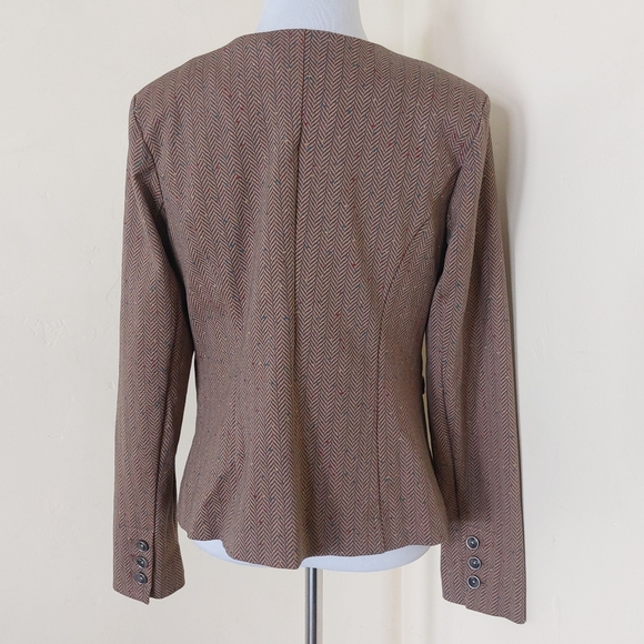 CAbi Brown Herringbone Pattern Penny Blazer Cotton Blend Jacket Womens Small - Picture 9 of 14